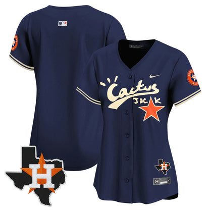 Camisa MLB Women’s Houston Cactus Jack Patch Vapor Premier Limited Jersey V7 – Stitched