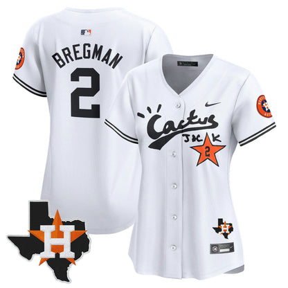 Camisa MLB Women’s Houston Cactus Jack Patch Vapor Premier Limited Jersey V7 – Stitched