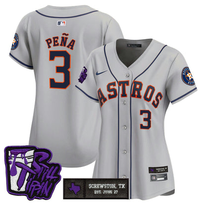 Camisa MLB Women’s Houston DJ Screw Still Tippin Purple Patch Vapor Premier Limited Jersey