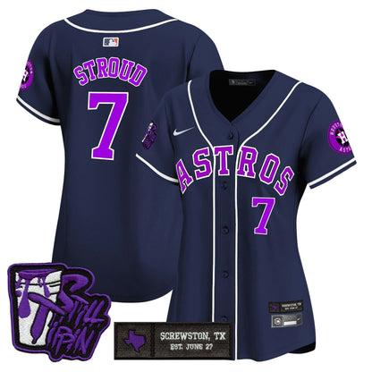 Camisa MLB Women’s Houston DJ Screw Still Tippin Purple Patch Vapor Premier Limited Jersey