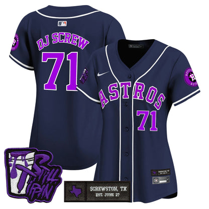 Camisa MLB Women’s Houston DJ Screw Still Tippin Purple Patch Vapor Premier Limited Jersey
