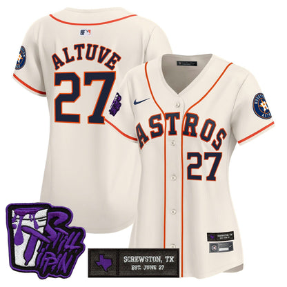 Camisa MLB Women’s Houston DJ Screw Still Tippin Purple Patch Vapor Premier Limited Jersey