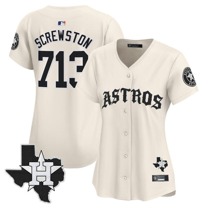 Camisa MLB Women’s Houston ‘Old English Edition’ Vapor Premier Limited Jersey