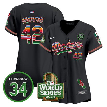 Camisa MLB Women’s Mexico Fernando Memorial & 2024 World Series Patch Vapor Premier Limited Jersey