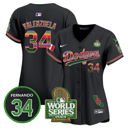 Camisa MLB Women’s Mexico Fernando Memorial & 2024 World Series Patch Vapor Premier Limited Jersey V2