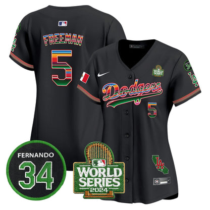 Camisa MLB Women’s Mexico Fernando Memorial & 2024 World Series Patch Vapor Premier Limited Jersey V2