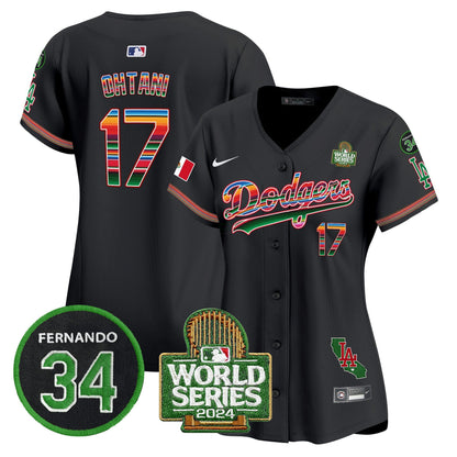 Camisa MLB Women’s Mexico Fernando Memorial & 2024 World Series Patch Vapor Premier Limited Jersey V2