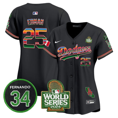 Camisa MLB Women’s Mexico Fernando Memorial & 2024 World Series Patch Vapor Premier Limited Jersey V2
