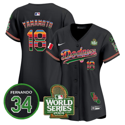 Camisa MLB Women’s Mexico Fernando Memorial & 2024 World Series Patch Vapor Premier Limited Jersey V2
