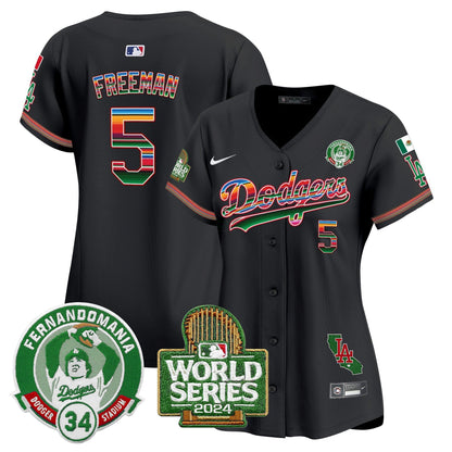 Camisa MLB Women’s Mexico Fernando Valenzuela & 2024 World Series Patch Vapor Premier Limited Jersey