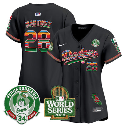Camisa MLB Women’s Mexico Fernando Valenzuela & 2024 World Series Patch Vapor Premier Limited Jersey