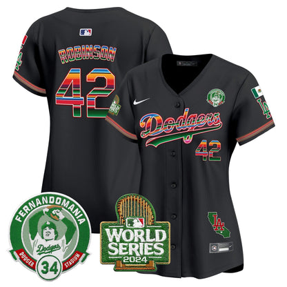 Camisa MLB Women’s Mexico Fernando Valenzuela & 2024 World Series Patch Vapor Premier Limited Jersey