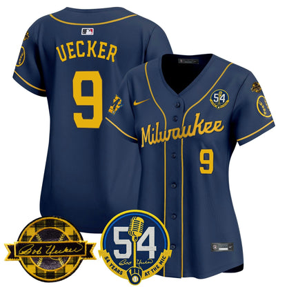 Camisa MLB Women’s Milwaukee ‘Bob Uecker – 54 Seasons for ’ Vapor Premier Limited Jersey