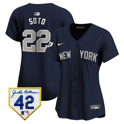Camisa MLB New York Yankees Women’s New York 2024 Jackie Robinson Patch Vapor Premier Limited Jersey