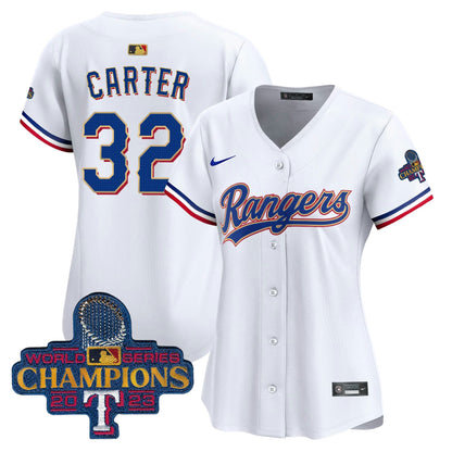 Camisa MLB Women’s Texas 2023 World Series Champions Dourada Trim Vapor Premier Limited Jersey