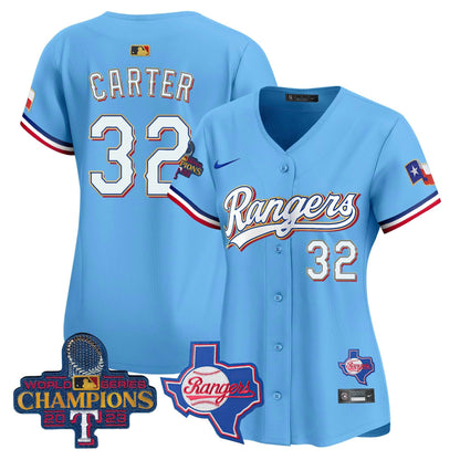Camisa MLB Women’s Texas 2023 World Series Champions Dourada Trim Vapor Premier Limited Jersey V2