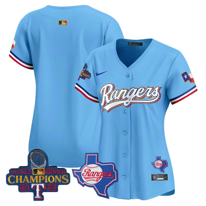 Camisa MLB Women’s Texas 2023 World Series Champions Dourada Trim Vapor Premier Limited Jersey V2