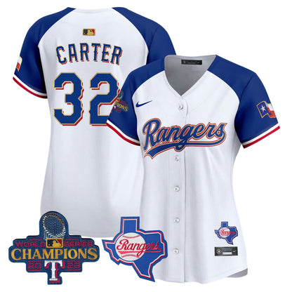 Camisa MLB Women’s Texas 2023 World Series Champions Dourada Trim Vapor Premier Limited Jersey V2