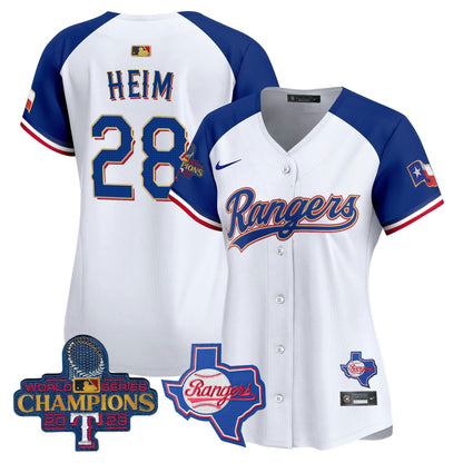 Camisa MLB Women’s Texas 2023 World Series Champions Dourada Trim Vapor Premier Limited Jersey V2