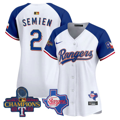 Camisa MLB Women’s Texas 2023 World Series Champions Dourada Trim Vapor Premier Limited Jersey V2