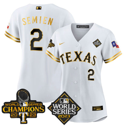 Camisa MLB Women’s Texas 2023 World Series Champions Jersey V4