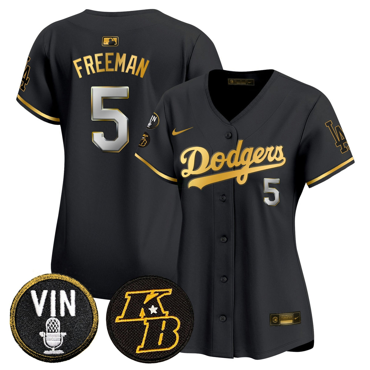 Camisa MLB Women’s Vin & Kobe Patch Dourada Trim Vapor Premier Limited Jersey