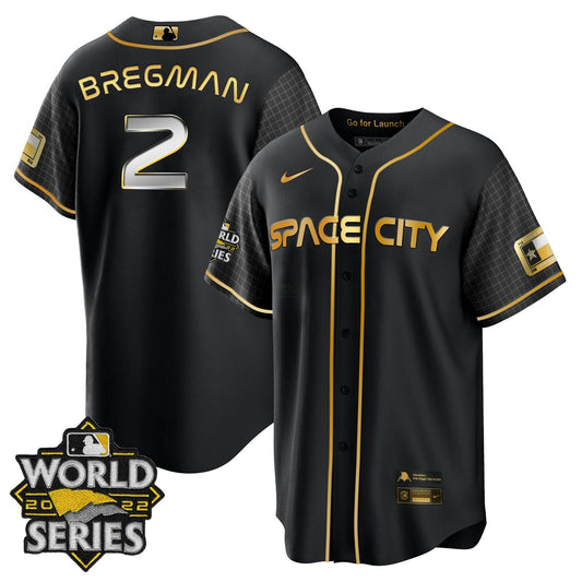 Camisa MLB Youth’s Houston Space City Dourada 2022 World Series Jersey