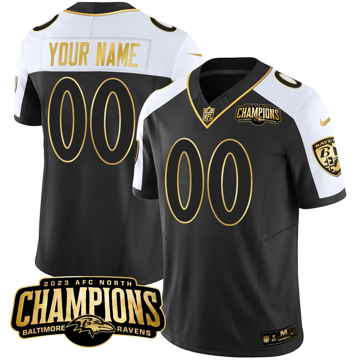 Camisa NFL 2023 AFC North Champions Patch Dourada Vapor Jersey