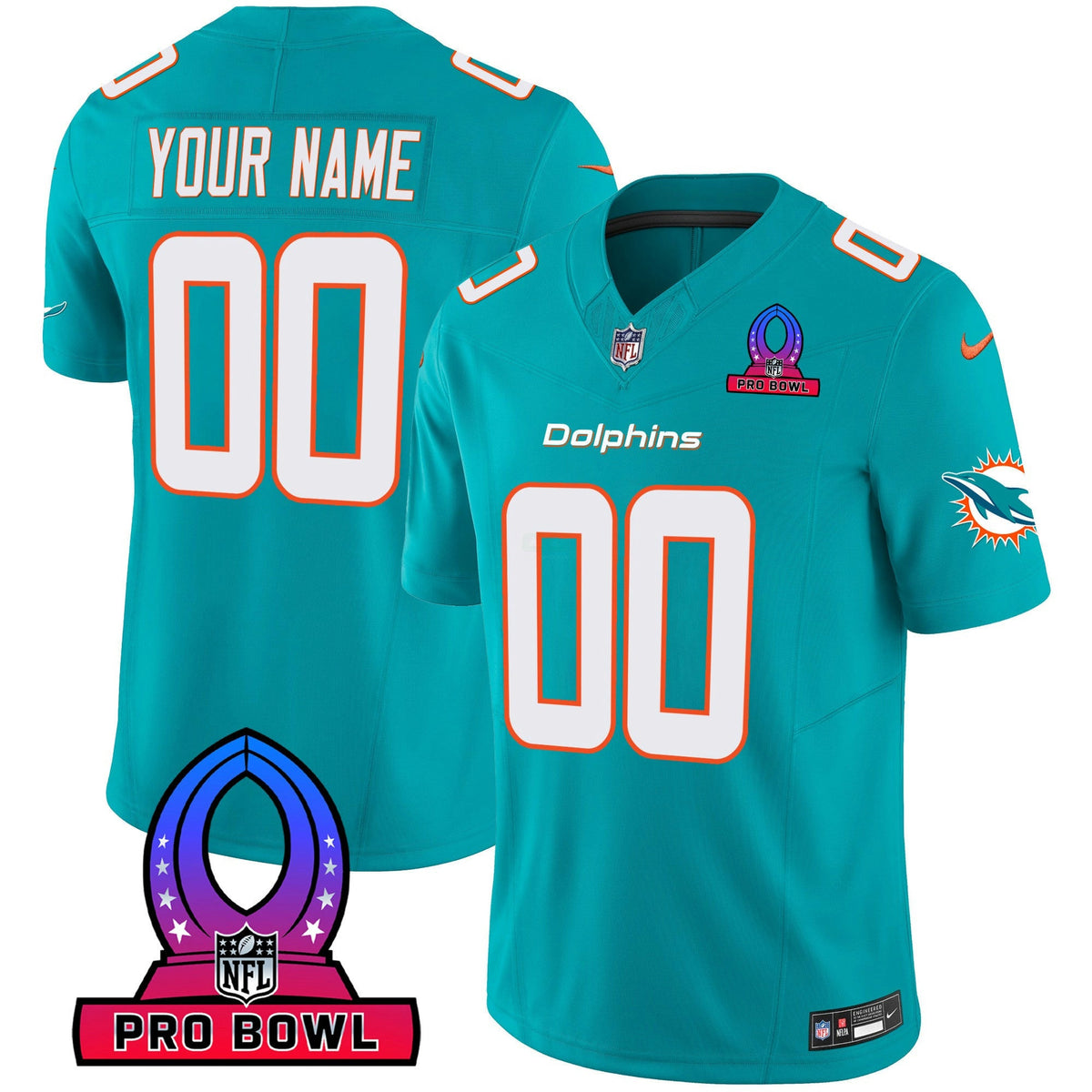 Camisa NFL Miami Dolphins 2024 Pro Bowl Patch Vapor Jersey - Personalizada