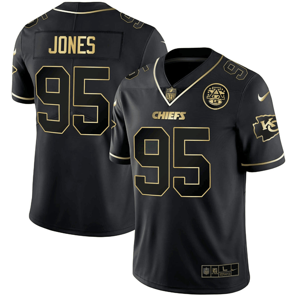 Camisa NFL Chris Jones Preta Dourada Jersey - Chris Jones