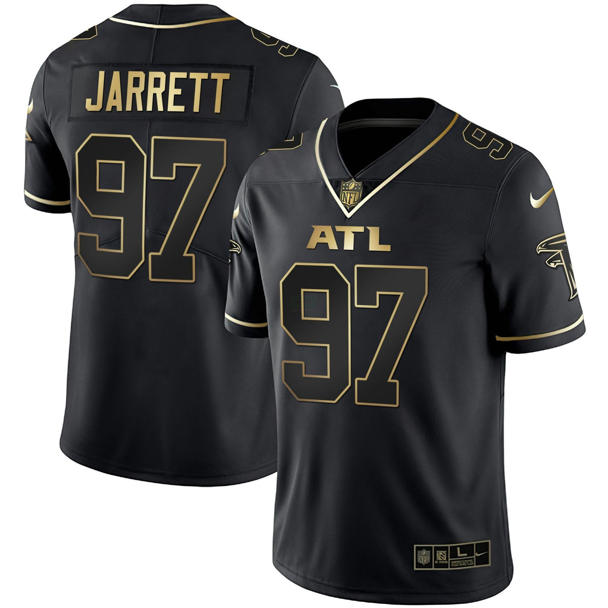 Camisa NFL Grady Jarrett Atlanta Preta Dourada & Branca Dourada Jersey