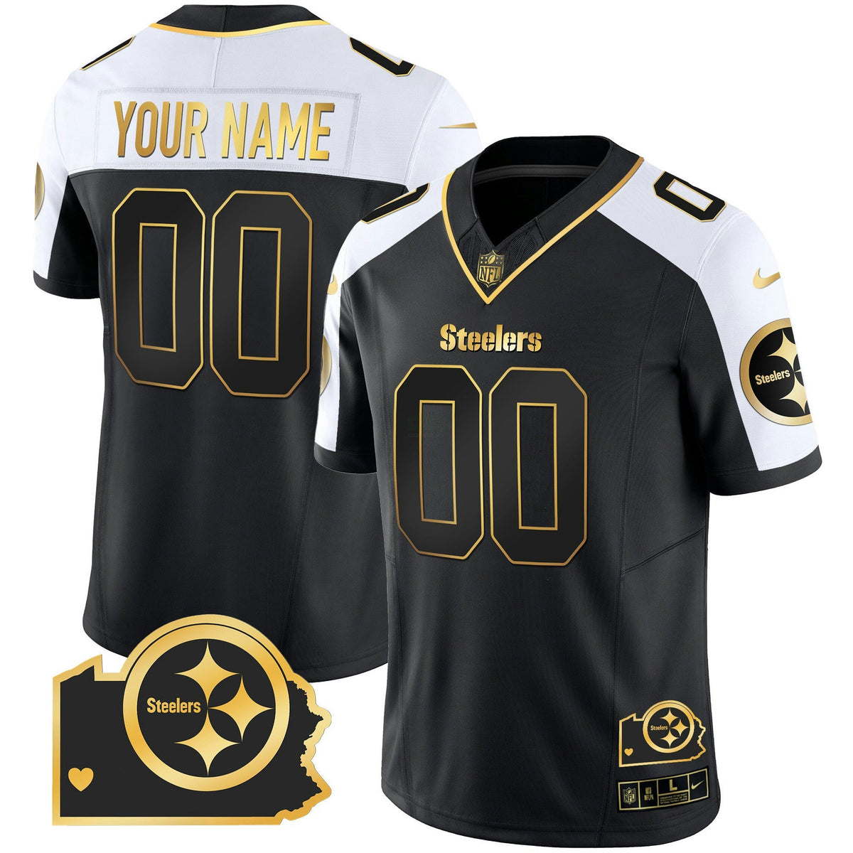 Camisa NFL Pittsburgh Steelers Home Patch Dourada Vapor Jersey