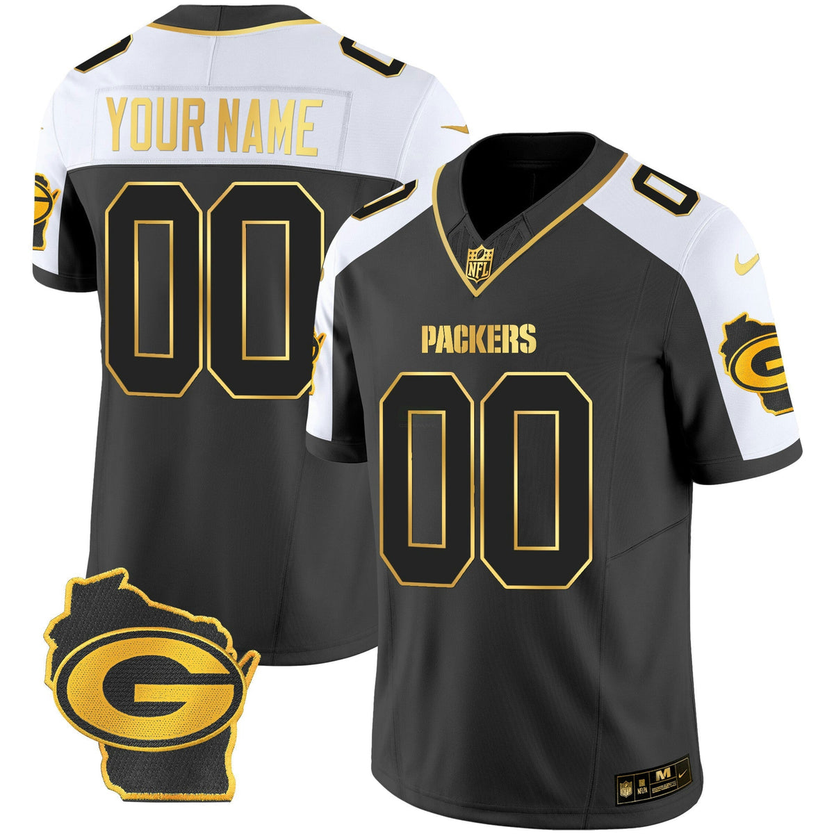 Camisa NFL Green Bay Packers Home Patch Dourada Vapor Jersey