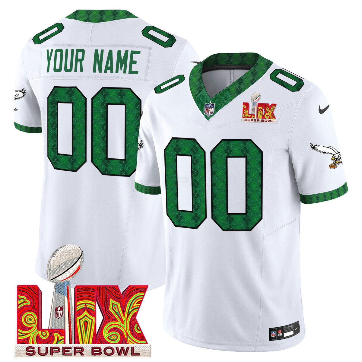 Camisa NFL Kelly Green St. Patrick’s Day Super Bowl LIX Patch Vapor Li