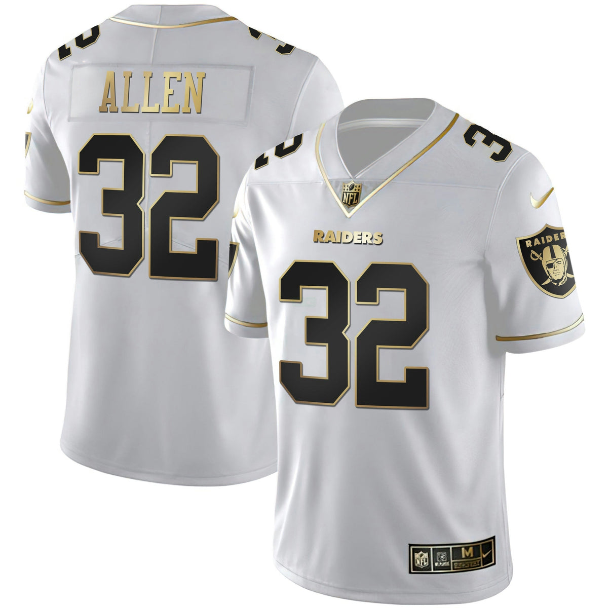 Camisa NFL Marcus Allen Branca Dourada & Preta Dourada Jersey