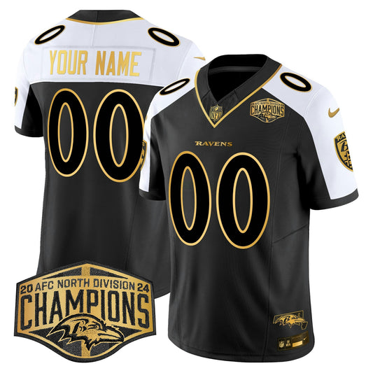 Camisa NFL Maryland 2024 AFC North Division Champions Patch Dourada Vapor Limited Jersey