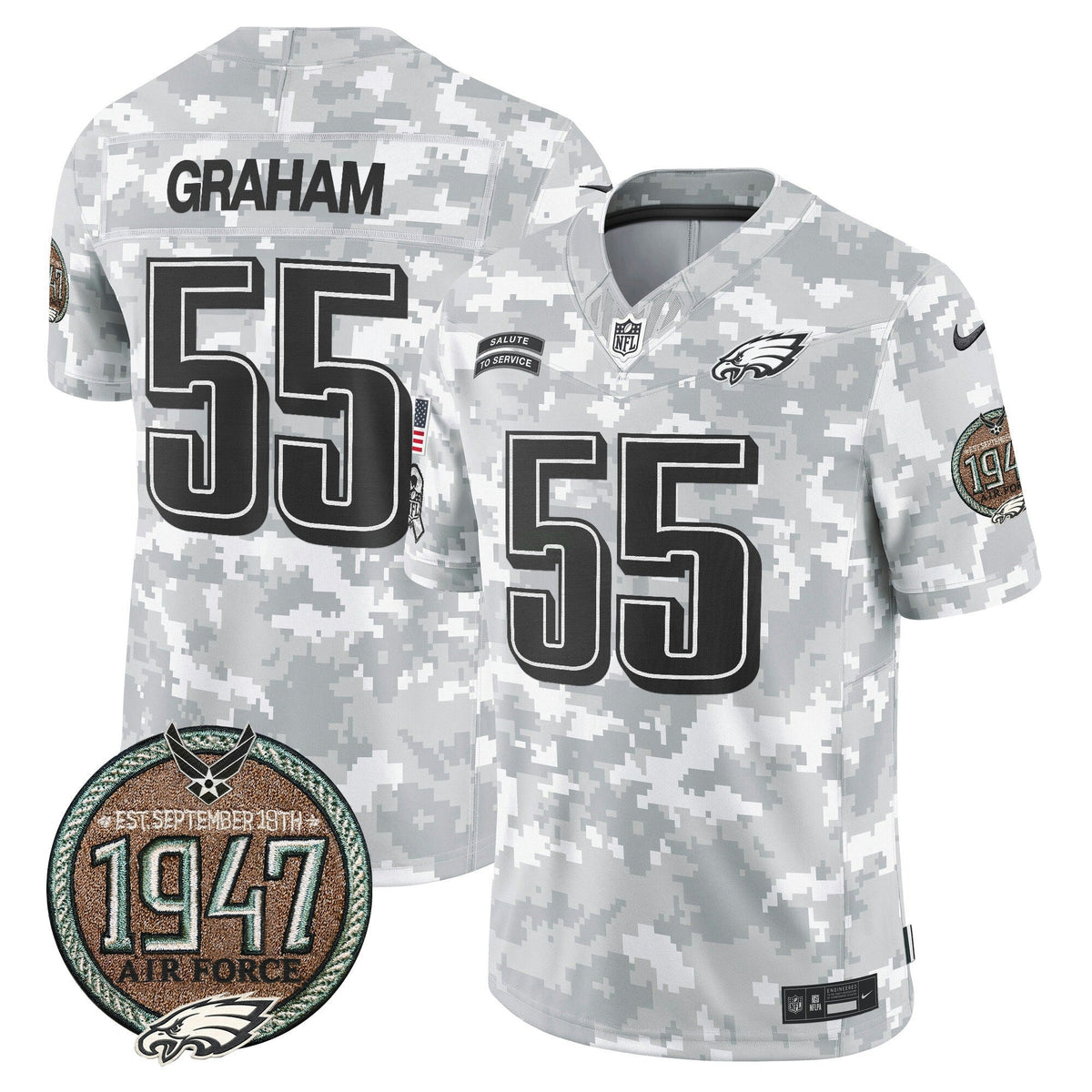 Camisa NFL Philadelphia Eagles Men’s 2024 Salute to Service Establishment Year Patch Vapor Limited Jersey