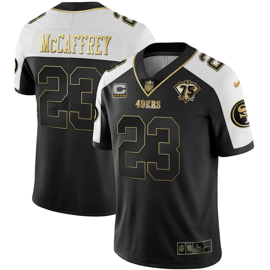 Camisa NFL Men’s 75th Anniversary Patch Alternativa Vapor Preta Dourada & Vermelha Dourada Limited