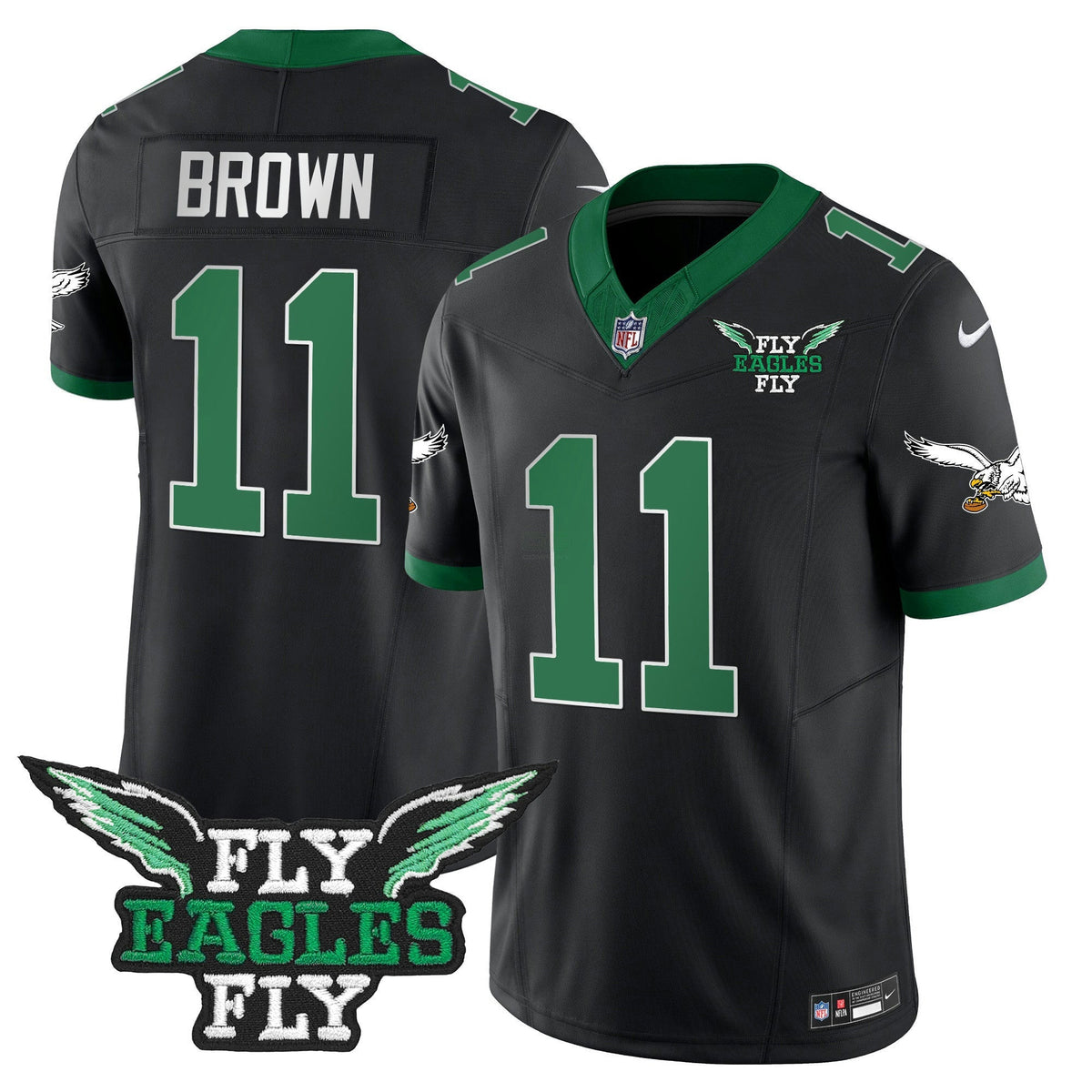 Camisa NFL Men’s Fly Fly Patch Throwback Kelly Green Vapor Jersey