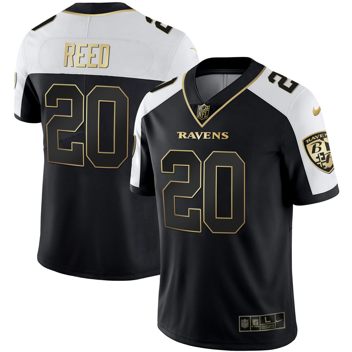 Azul Raven Camisa NFL Baltimore Ravens Men’s Gold Vapor Jersey