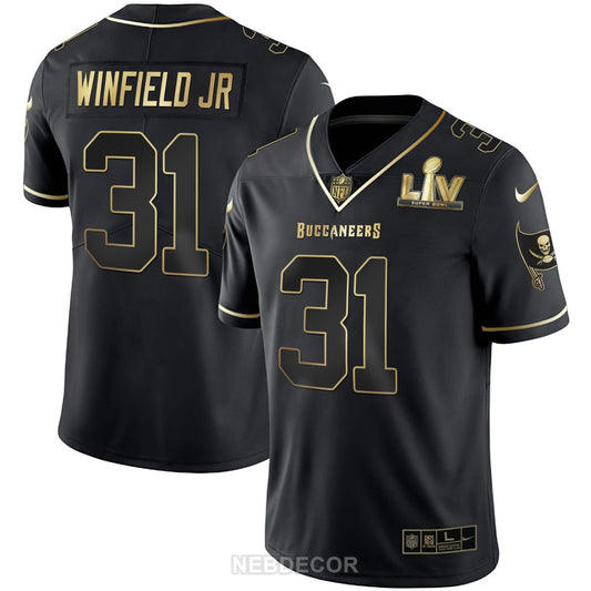 Camisa NFL Men’s Tampa Bay Super Bowl LIV Branca Dourada & Preta Dourada Jersey