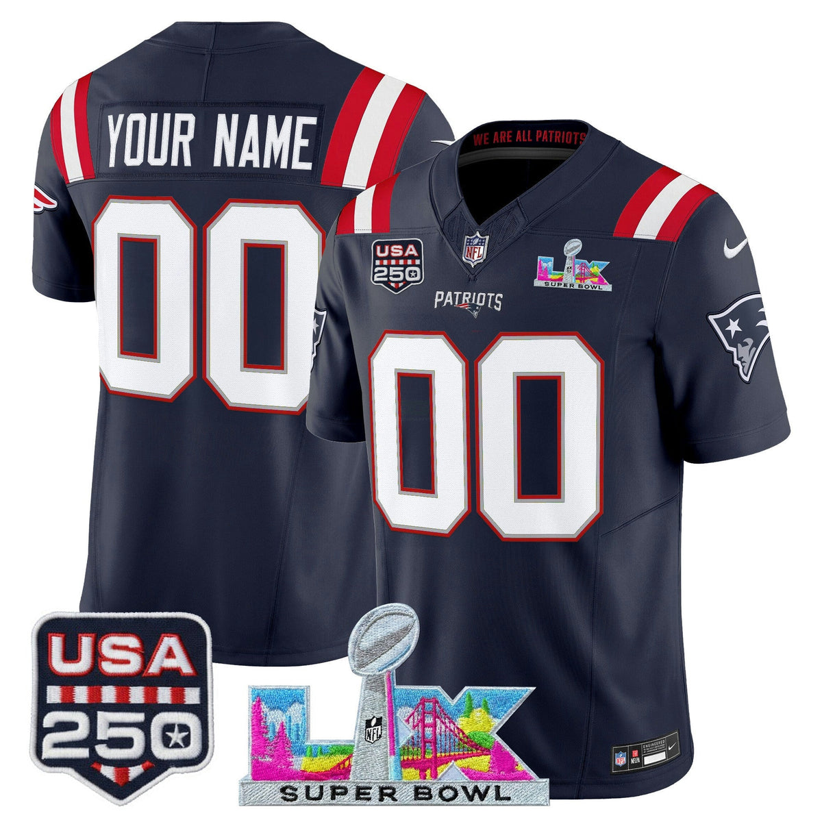 Camisa NFL New England “Super Bowl LX & United States 250th Anniversar