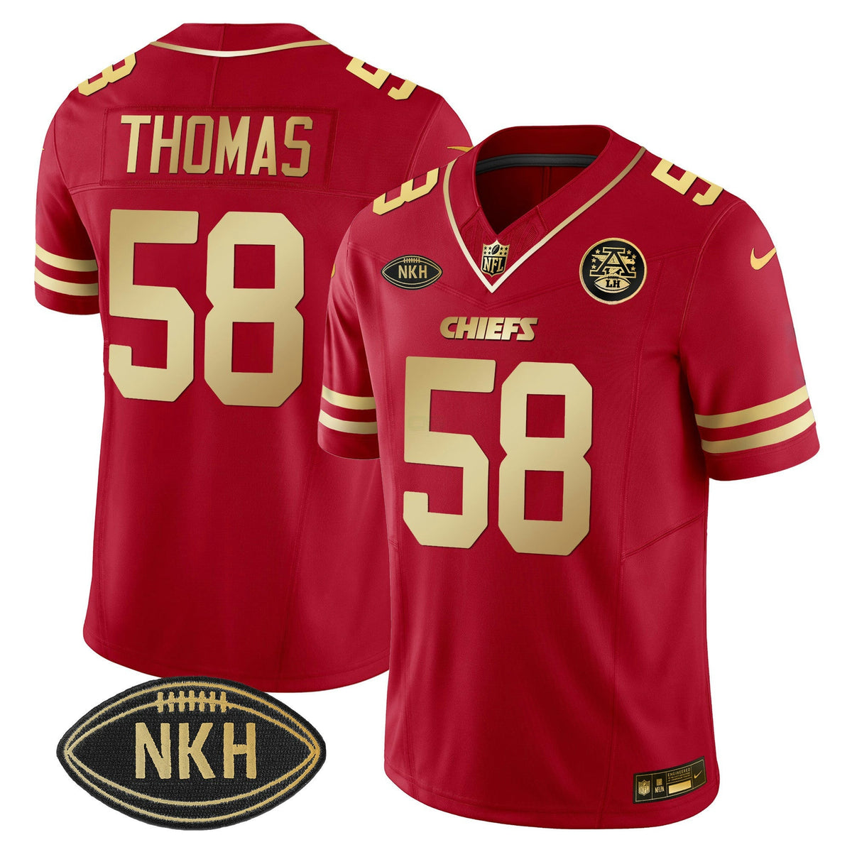 Camisa NFL NKH Patch Vermelha Dourada 2023 Vapor Limited Jersey