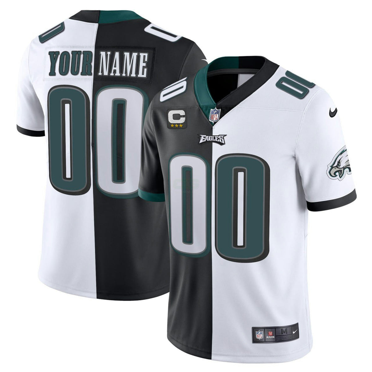 Camisa NFL Philadelphia Custom Split Preta Branca Jersey - Split