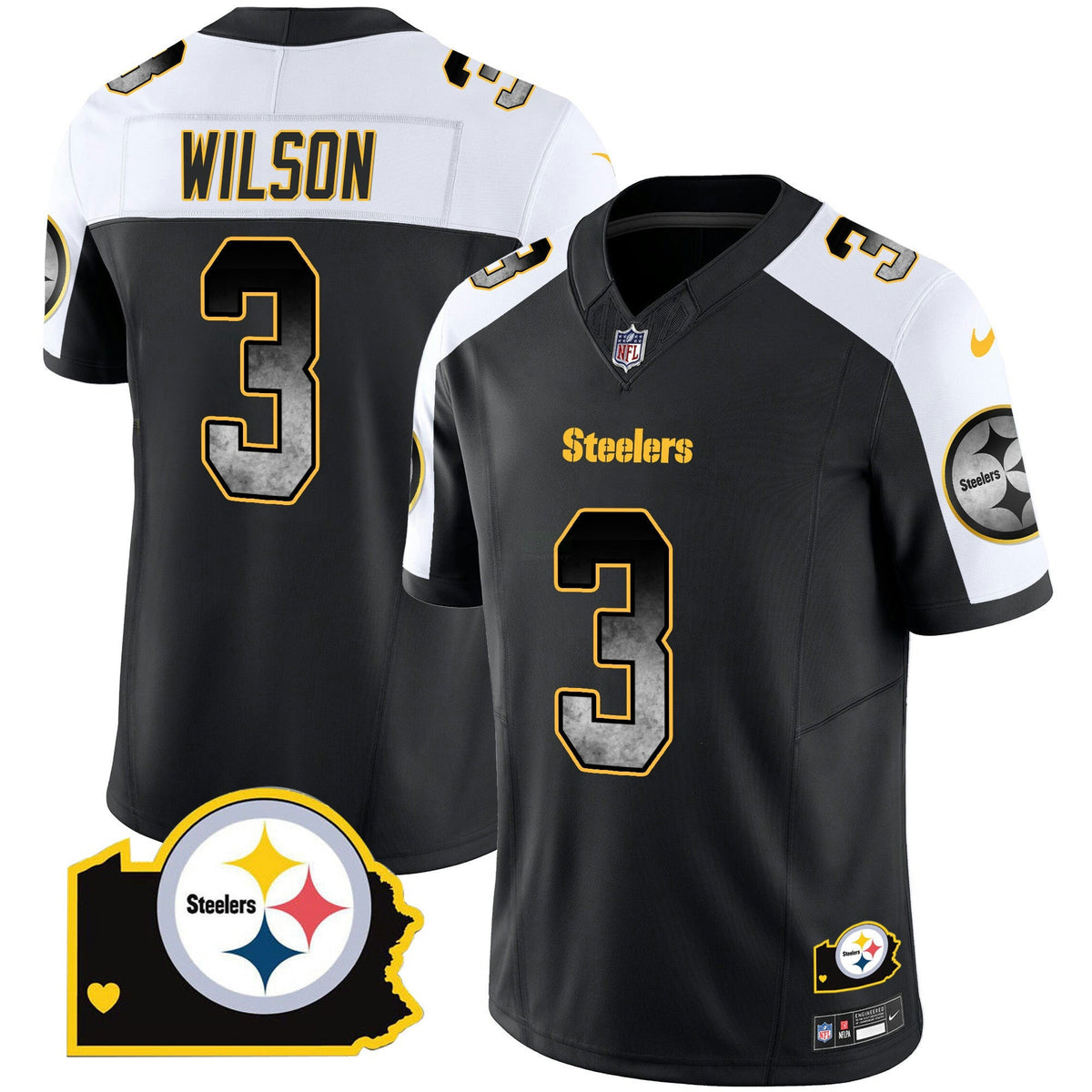 Camisa NFL Russell Wilson Arch Smoke Home Patch Vapor Jersey