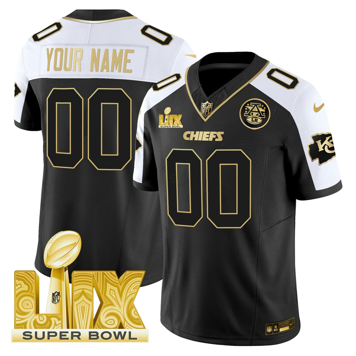 Camisa NFL Super Bowl LIX Patch Dourada Vapor Limited Jersey