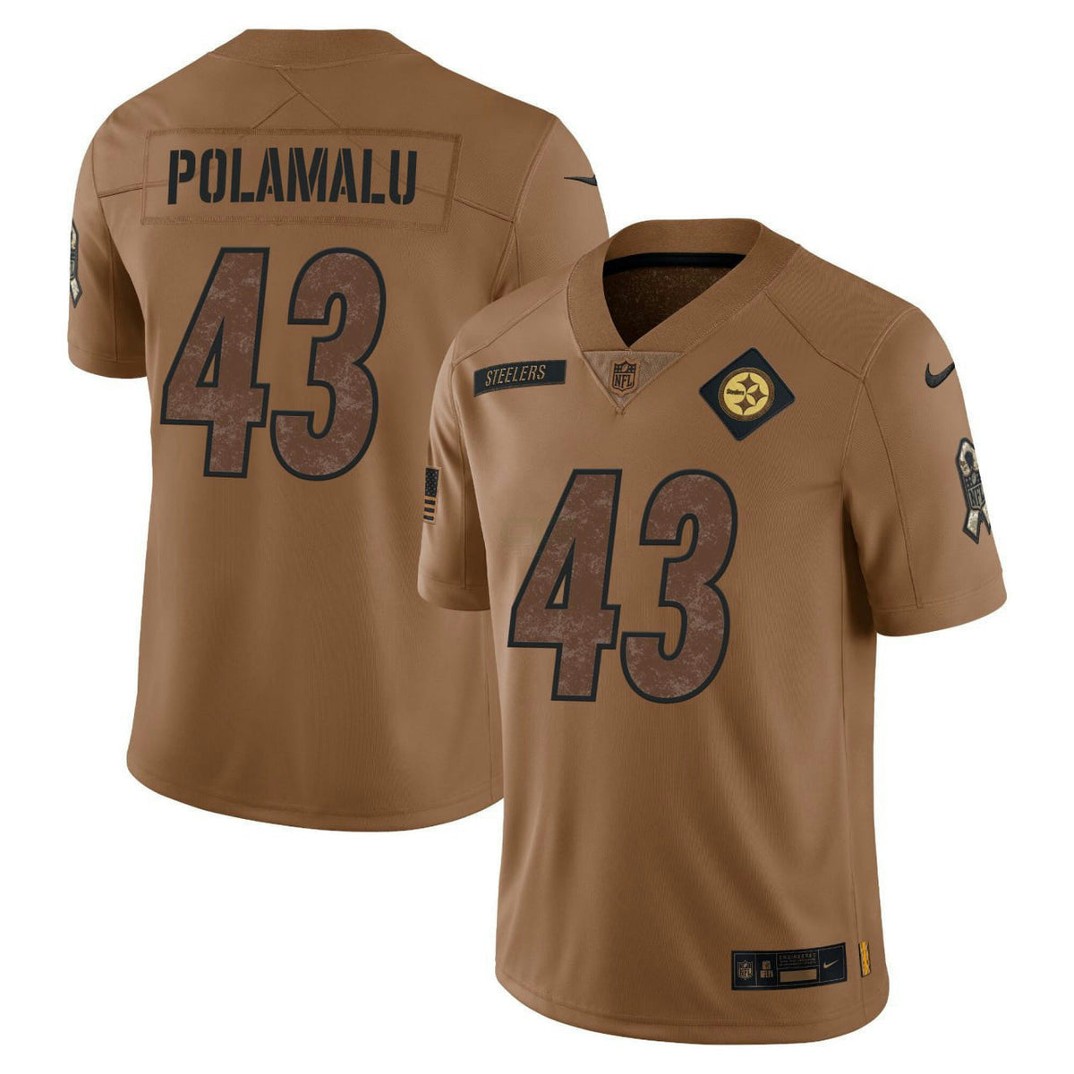 Camisa NFL Troy Polamalu Pittsburgh Salute To Service Marrom Jersey - Troy Polamalu