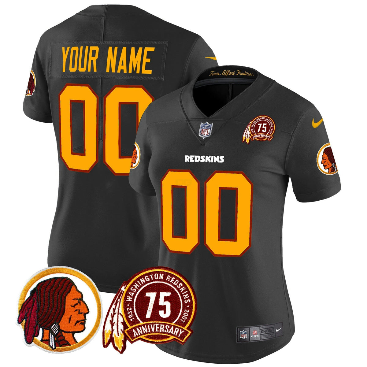 Camisa NFL Washington Commanders Washington Redskins 75th Patch Throwback Vapor Limited Jersey