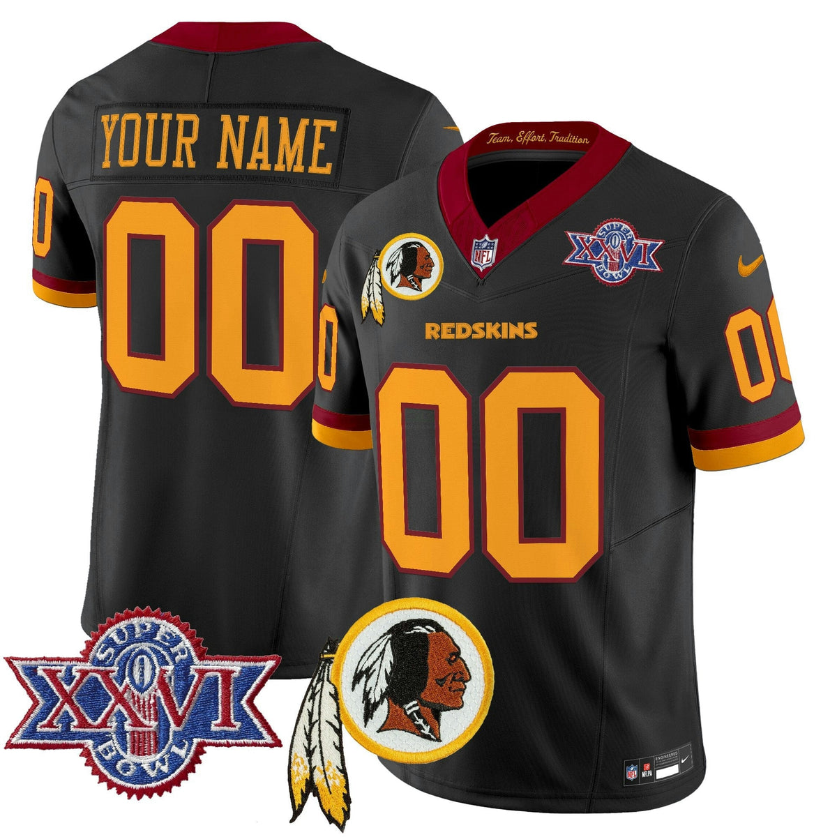 Camisa NFL Washington Commanders Washington Redskins Throwback 1992 Super Bowl XXVI Patch Vapor Limited Jersey V3