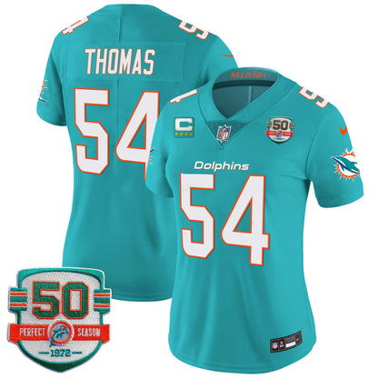 Camisa NFL Women’s 50th 1972 Perfect Season Patch Vapor Jersey